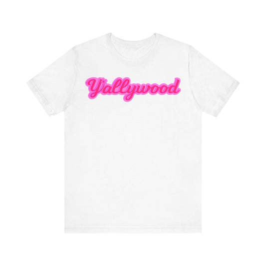 Y'allywood Pink Script Short Sleeve T-Shirt